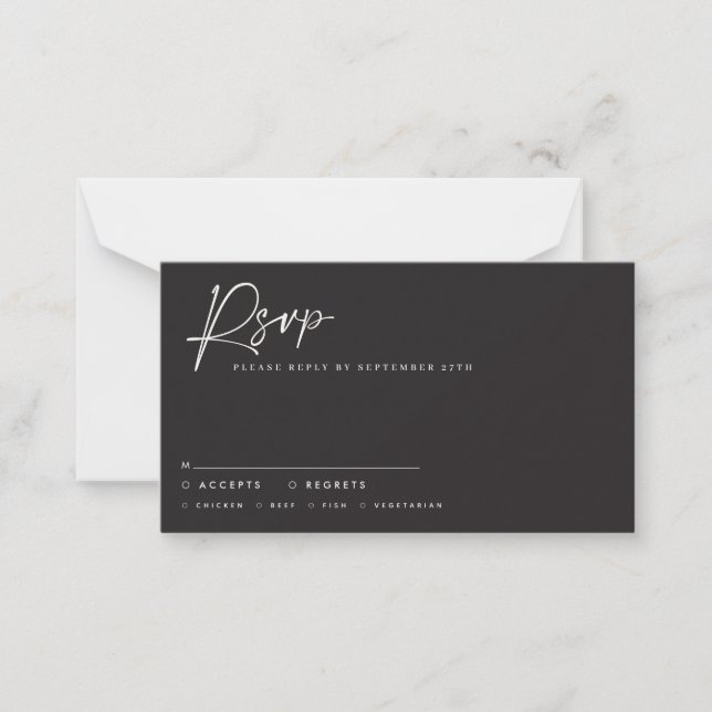 Cartão De Notas Escrito casual - resposta moderna ao guião preto (Frente)