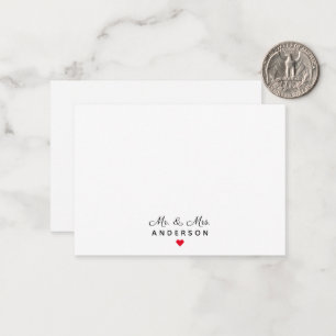 Cartão De Notas Escrito Elegante moderno Sr. & Sra. Wedding Minima