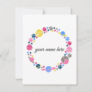 Cartão De Notas Espaço personalizado Notecards para meninas