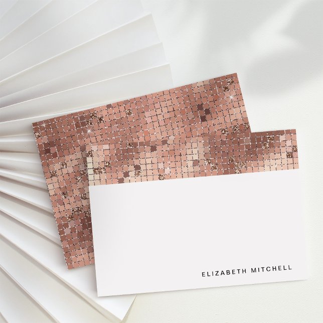 Cartão De Notas Espelho da esfera de disco Dourada do Rosa retroat (Glam, disco-inspired note cards)