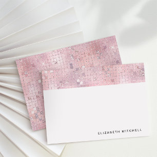 Cartão De Notas Espelho da esfera de disco rosa-claro retrorreflec