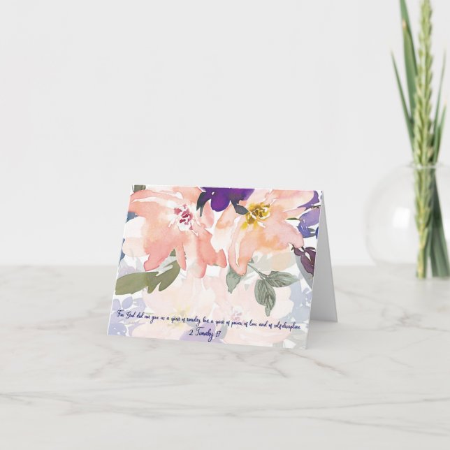 Cartão De Notas Espírito de poder aguarela floral Cristão (Frente)