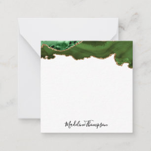 Cartão De Notas Esquadrão de Script de Agate de Velvet Verde Girly