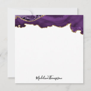 Cartão De Notas Esquadrão de Script de Geodo de Agato Dourado Roxo