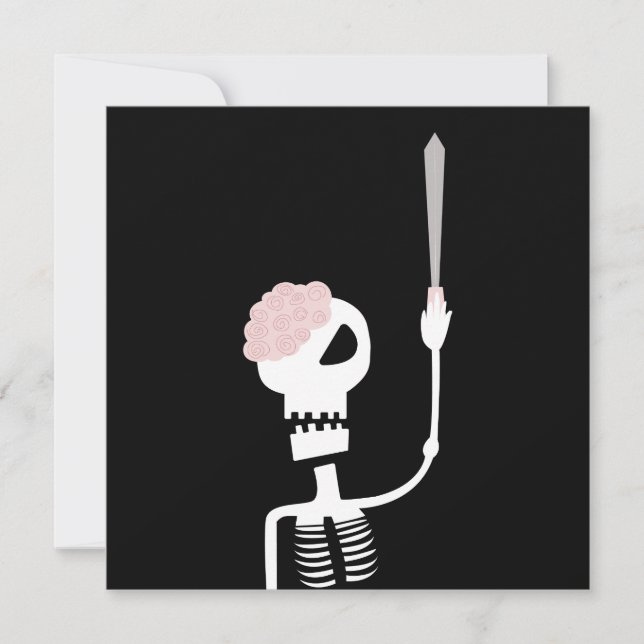 Cartão De Notas Esqueleto de Halloween com Espada (Frente)