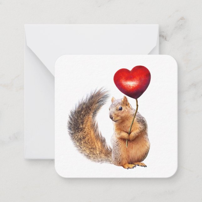 Cartão De Notas Esquilo com Heart Mini (Frente)