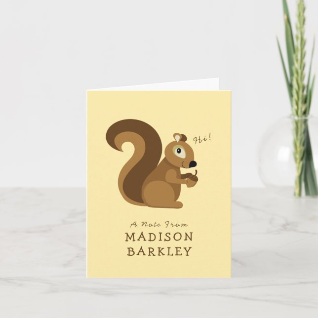 Cartão De Notas Esquilo Menino Bonito da Floresta (Frente)