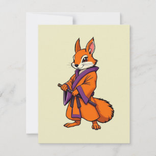 Cartão De Notas Esquilo Samurai Japonês Bonito