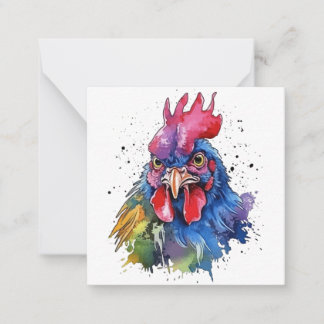 Cartão De Notas Estilo de Aquarela de Galinha do País Rooster