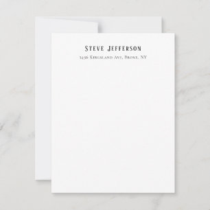 Cartão De Notas Estilo Elegante Minimalista Preto Branco Simples