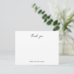 Cartão De Notas Estiloso Branco Preto Script Obrigado