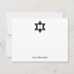 Cartão De Notas Estrela Judia de David Bar Mitzvah Obrigado