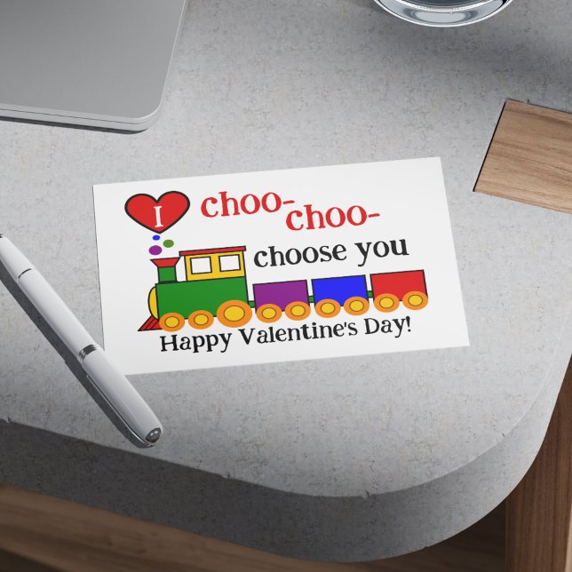 Cartão De Notas Eu Escolho Escolho Você Dia dos Namorados Aula par (I Choo Choo Choose You Valentine's Day Kid's Class Note Card)
