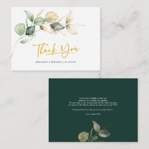 Cartão De Notas Eucalyptus Casamento Carta de Agradecimento Mini L