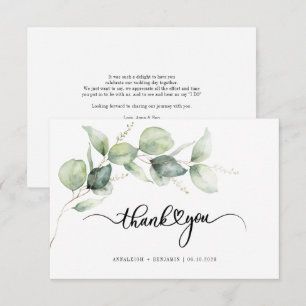 Cartão De Notas Eucalyptus - Casamento Mão-Escrito Obrigado