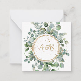 Cartão De Notas Eucalyptus Dourado Glitter - Casamento Verde
