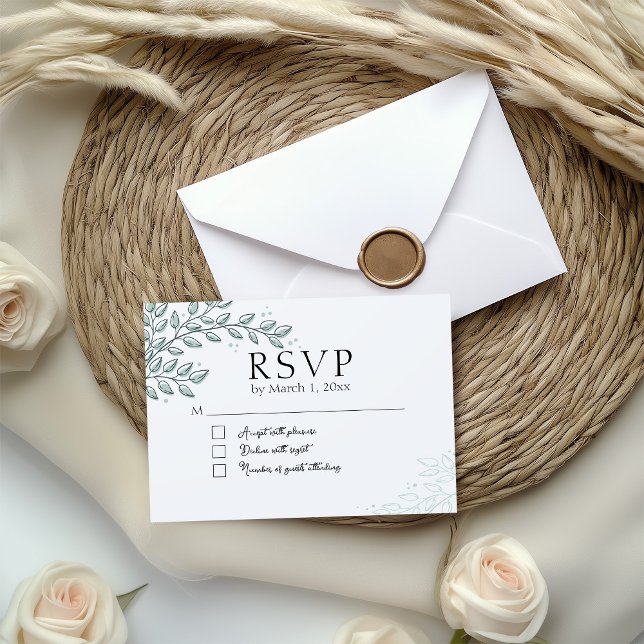 Cartão De Notas Eucalyptus Greenery Boho Elegante RSVP (Criador carregado)