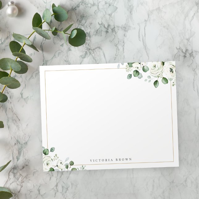 Cartão De Notas Eucalyptus greenery Floral Personalizado Stationer (Eucalyptus greenery Floral Personalized Stationery Note Card)