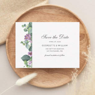 Cartão De Notas Eucalyptus Greenery Script Floral Salvar A Data