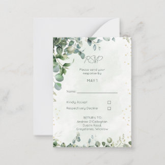 Cartão De Notas Eucalyptus Wedding RSVP Card 1001