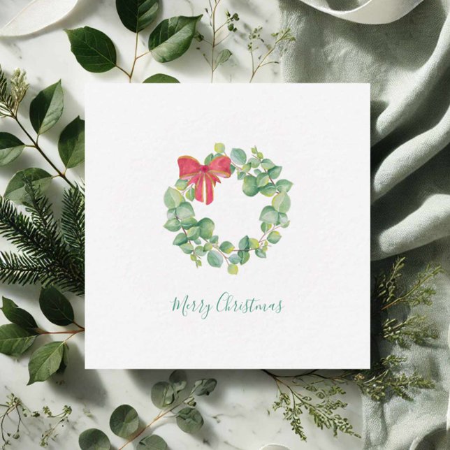 Cartão De Notas Eucalyptus Wreath Watercolor - Grátis (Mini Christmas cards watercolor eucalyptus art by Victoria Grigaliunas Do Tell A Belle)