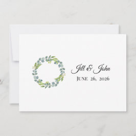 Cartão De Notas Eucalyptus Wreath Wedding Invitation Stationery
