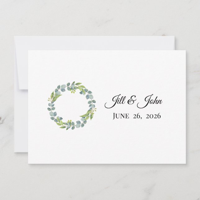 Cartão De Notas Eucalyptus Wreath Wedding Invitation Stationery (Frente)