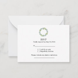 Cartão De Notas Eucalyptus Wreath Wedding RSVP 