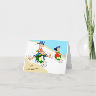 Cartão De Notas Executar Bicicleta Para Os Rosas