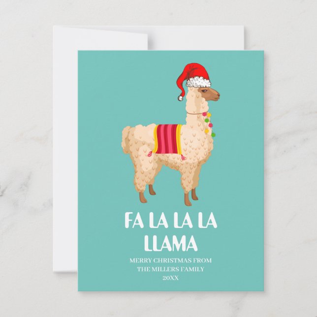 Cartão De Notas Fa La La Llama Card, Funny Christmas Card,  (Frente)