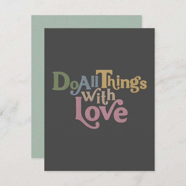 Cartão De Notas Faça todas as coisas com amor (Frente/Verso)
