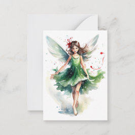 Cartão De Notas Fada de Natal com Aquarela