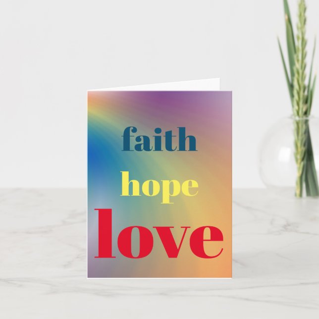 Cartão De Notas Faith Hope Love Rainbow Colors (Frente)