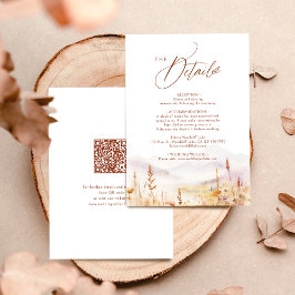 Cartão De Notas Fall Watercolor Wildflower Rustic QR code Details
