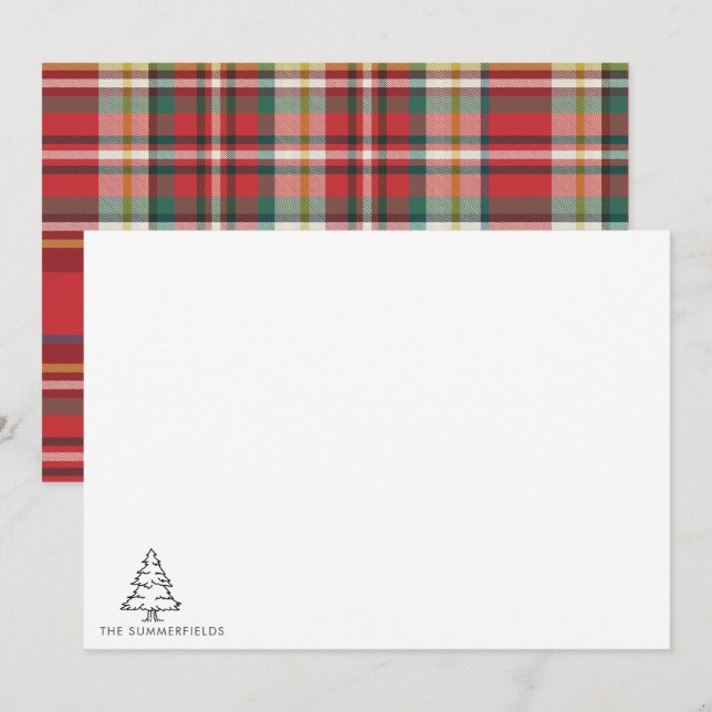 Cartão De Notas Família de Feriados de Monograma da Árvore de Nata (Frente/Verso)