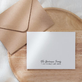 Cartão De Notas FAMÍLIA NOTECARDS Papel de Carta CINZA de Nomes Cu