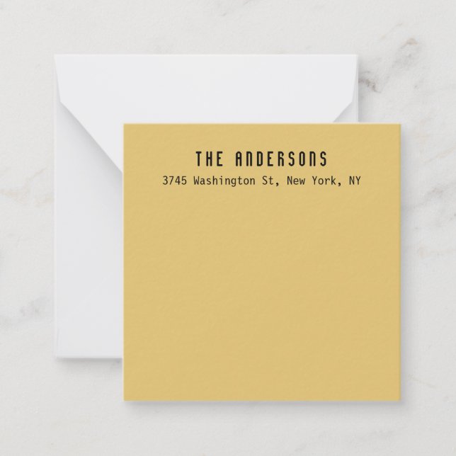 Cartão De Notas Family Name Modern Plain Professional Brass Yellow (Frente)