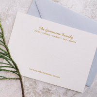 FAMILY NOTECARDS Nome Cursivo Endereço FAUX DOURAD