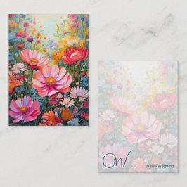 Cartão De Notas Fantasia Feliz, Flor Rosa, Monograma