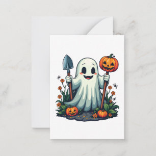 Cartão De Notas Fantasma de Abóbora de Halloween de Outono de Jard