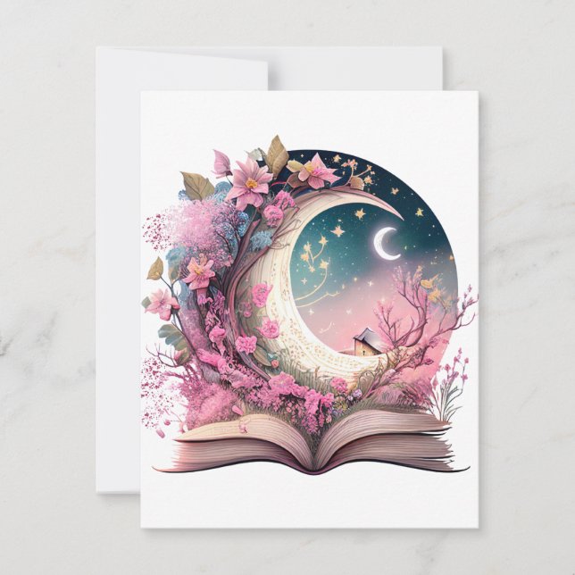 Cartão De Notas Fantasy Book Lover Design (Frente)