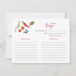 Cartão De Notas Farmers Market Bridal shower Recipe card