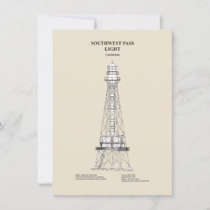 Cartão De Notas Farol de passagem sudoeste - Louisiana - SBD
