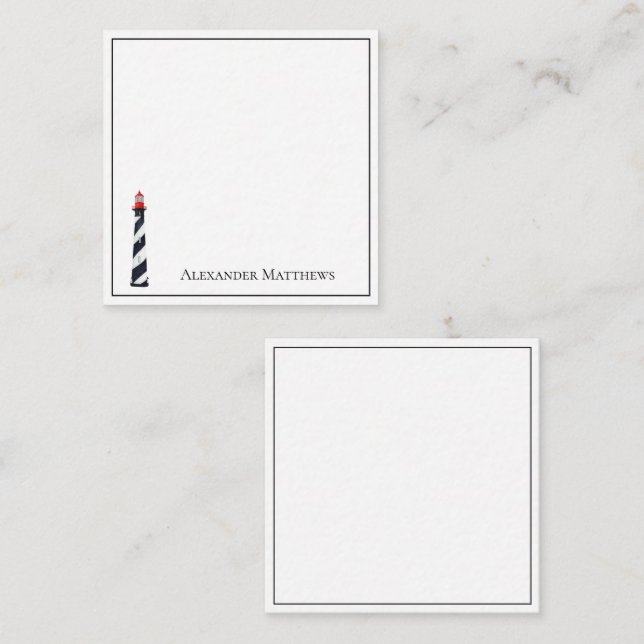 Cartão De Notas Farol de praia costeira náutica personalizado (Frente/Verso)