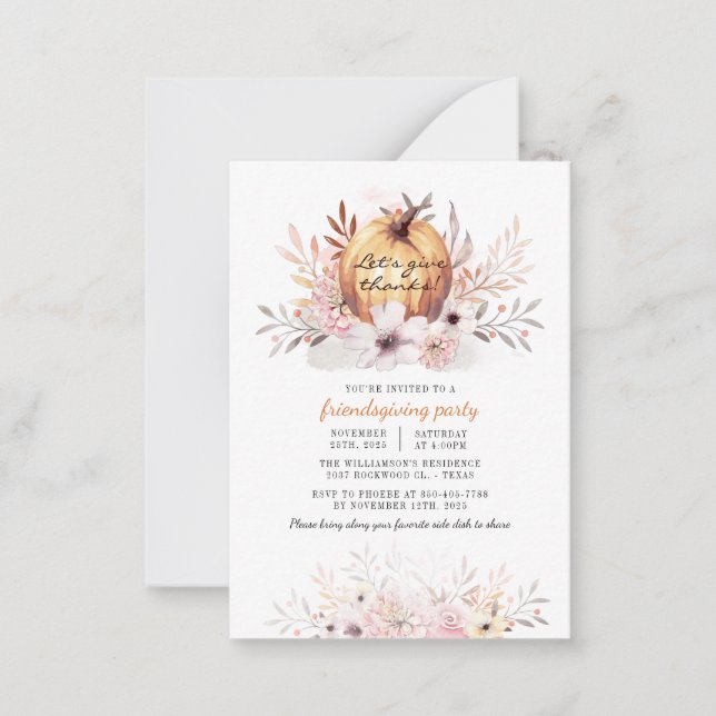 Cartão De Notas Fatura Floral Russa De Amizade Deixa Pumpkin (Frente)