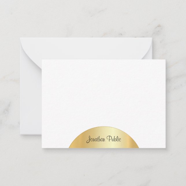 Cartão De Notas Faux Dourado Calliografia Monograma Elegante Model (Frente)