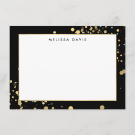 Cartão De Notas Faux Dourado Confetti no Notecard Plana Preto