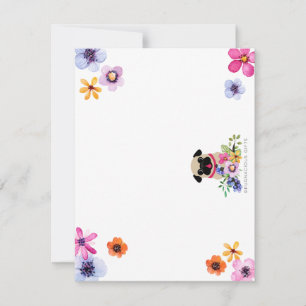 Cartão De Notas Fawn Pugs Em Notecards De Flores De Mola