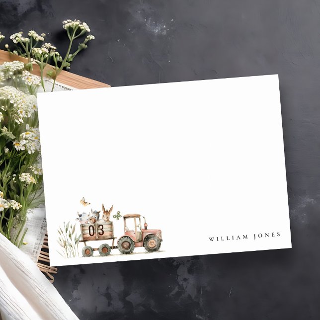 Cartão De Notas Fazenda de Animais de Estimação Vermelha Trator An (Criador carregado)