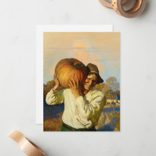 Cartão De Notas Fazendeiro com Abóbora por Newell Convers Wyeth